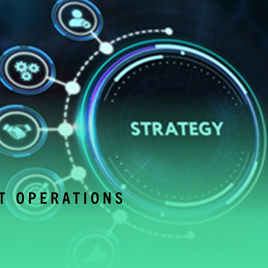 Digital graphic showing interconnected icons around a central "Strategy" label, with text at the bottom partially covered, reading "ONS" from the word "Content Operations.